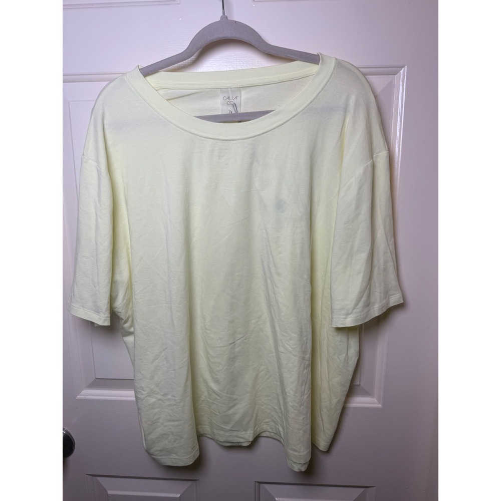 Calia Everyday Relaxed Tee Lemon Sorbet Yellow Womens 2X NEW